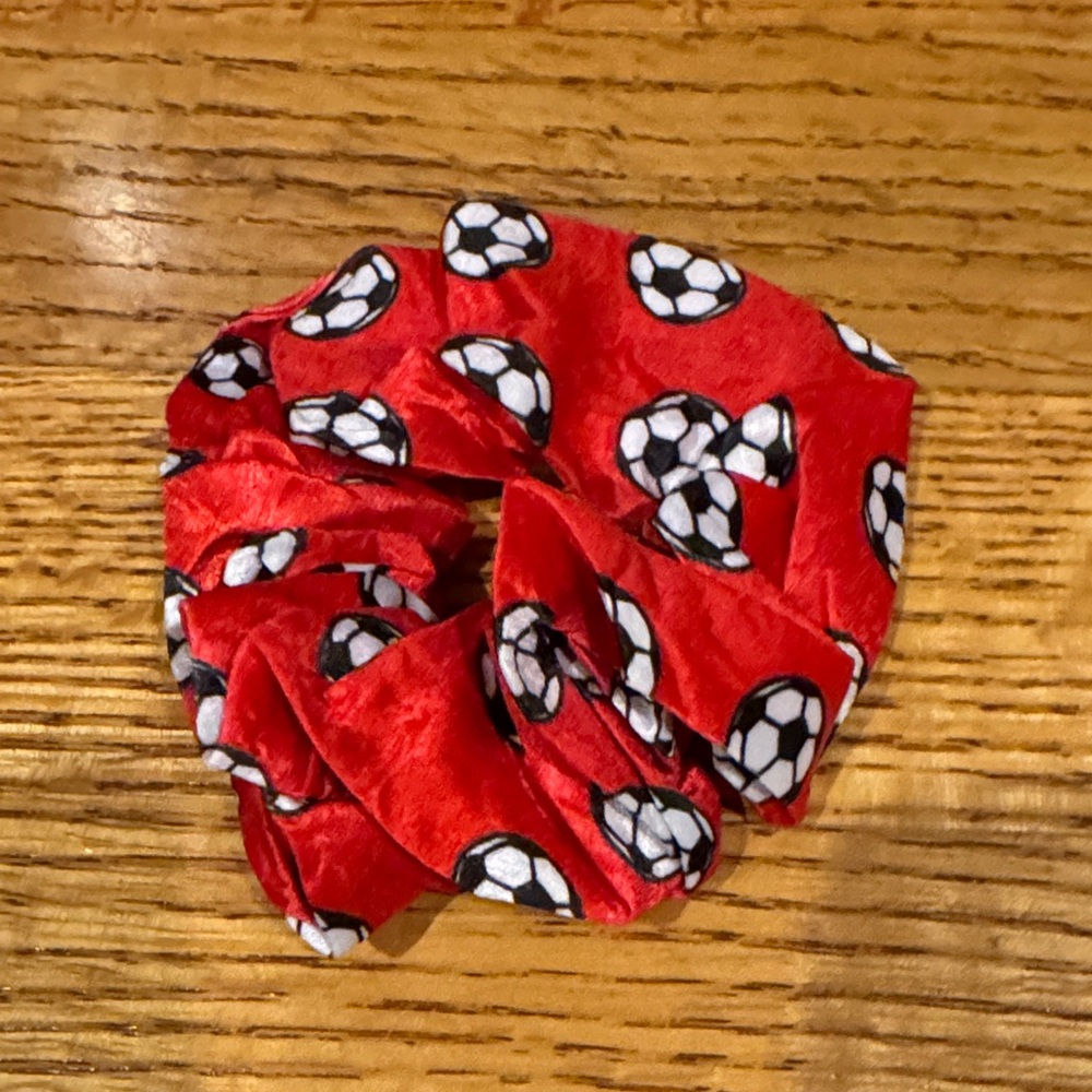 Red Soccer Ball Kids Scrunchie